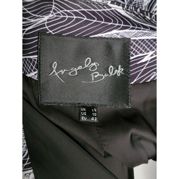 Angelys Balek Jacket 10 Black White Silk Blend Beetle Floral Open Front Gothic - Picture 2 of 8